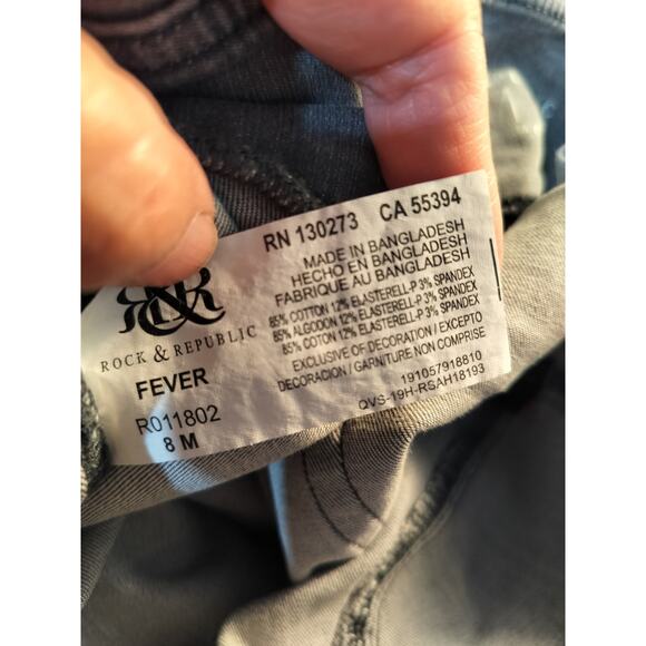 3643) Rock & Republic Gray Stone Wash Fever Midrise Pullon Denim Jeggings 8 M - Picture 10 of 10